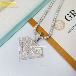 Sterling Sier GRA Certificate Hip Hop VVS Moissanite Custom Pendant With Tennis Chain For Gift