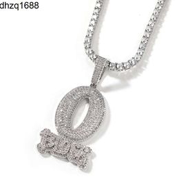 Hip Hop Men Jewellery Iced Out New Fashion Letter o Block Pendant Necklace Full Paved Cubic Zircon Letter Twisted Chain