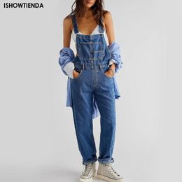 Jeans Female Jumpsuit Strap Pants Oversized Overalls Retro Blue Denim For Women Spring Autumn Casual Loose High Wais 240228