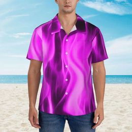 Men's Casual Shirts Pink Fire Shirt Abstract Print Elegant Summer Men Short Sleeve Beach Korean Fashion Pattern Oversize Blouses