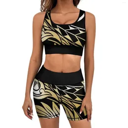 Active Sets Summer Yoga Set Custom Polynesian Sportswear Women's Tight Top Shorts Sporty Temperament