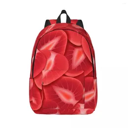 Backpack Men Women Large Capacity School For Student Textures Strawberry Slices Bag