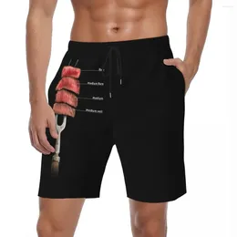 Men's Shorts Male Board Beef Food Fashion Y2K Retro Swimming Trunks 3D Cool Quick Dry Sports Oversize Beach Short Pants