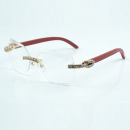 Micro cut fashionable transparent lenses with XL diamond 8300817 with natural red wooden size 18-135 mm