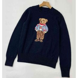 2024 Cartoon Rl Bear Sweater Women Winter Men Clothing Fashion Long Sleeve Knitted Pullover New Wool Coat dil665