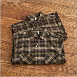 Men's Casual Shirts Autumn And Winter Heavy Cotton Wash To Do Old Long-sleeved Shirt Men Loose Vintage Plaid Coat Tide