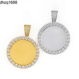 Diy Private Luxury Necklace Custom Couple Photo Moissanite Chain Pendant Commemorative Round Big Moissanite Pendant