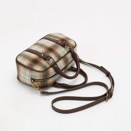 Boston Bags Autumn Style Women's Woollen Plaid Small Square Bag Academy One Shoulder Carrying Crossbody