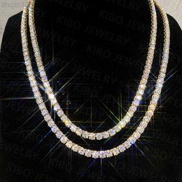 Hip Hop Jewellery Iced Out Vvs1 d Colour Mossanite Diamond Necklace Real 4mm Tennis 9k 10k 14k Solid Gold Chain