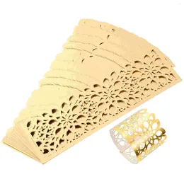 Table Cloth 50 Pcs Napkin Ring El Buckle Gold Decor Hollowed Serviette Compact Paper Supply