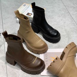 HBP Non-Brand Womens Platform Combat Ankle Boots Fashion Female Knee High Boot Ladies Chunky Heel Shoes