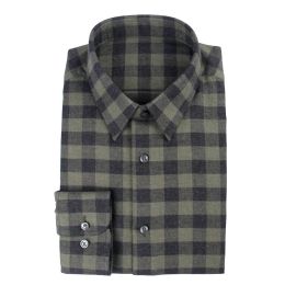 Suits Luxury Comfortable 100% Cotton Flannel Dress Shirts Custom Tailored Shirts Green Black Chequered Shirts Custom Made Dress Shirts