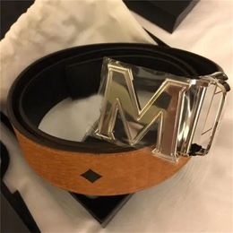 Formal m belt luxury designer belt men womens trendy metal letter removable buckles wide boy comfortable leather business durable 3075