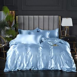 Satin Duvet Cover Queen Quilt Cover 230*260 No Pillowcase King Size Comforter Cover Bedding 240306