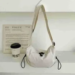 Bag Spring Nylon Drawstring Shoulder Casual Simple Solid Color Crossbody Fashionable Portable Shrink Sports