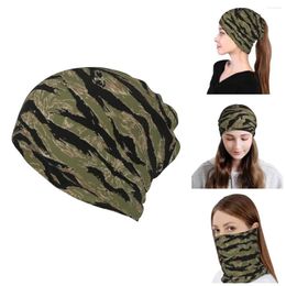 Berets Tiger Stripe Camo Bandana Winter Neck Warmer Skullies Beanies Caps Women Windproof Wrap Face Scarf For Hiking Gaiter Headband