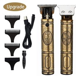 RESUXI 700A USB Wireless Stainless Steel T Blade Hair Trimmer Men Shaver Rechargeable Baldheaded Clippers Cutting Machine 240315