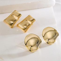 Stud Earrings Mafisar Fashion Unique Design Geometric Personality Earring Copper Smooth Metal For Woman Party Wear