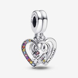 Puzzle Piece Hearts Splittable Friendship Dangle Charm Pandoras 925 Sterling Silver Charms Snake Chain Bracelet Making charms Necklace Pendant with Original Box