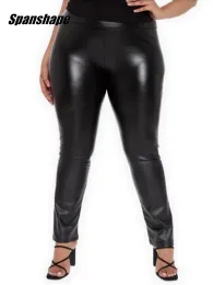 bottoms Plus Size Faux Leather Leggings Women Stretchy High Waist Pants Full Length Butt Lift Autumn Pants Black Leggings ouc088