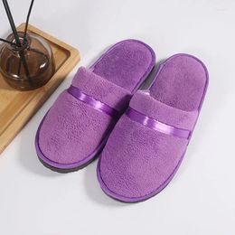 Slippers 1Pair Coral Fleece Men Women El Cotton Slides Home Travel SPA Slipper Hospitality Comfortable Guest Shoes