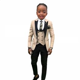 Boys Suit Lapel 3 Pieces Jacket Vest Pants Splicing Formal Tuxedo Child Blazer Party Dress Wedding Set conjuntos de blazer 240304