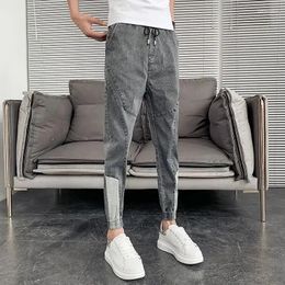 Men's Jeans Male Cowboy Pants Slim Fit Trousers Skinny Spliced For Men Cargo Tight Pipe Cropped Plus Size Original Harajuku Casual Xs