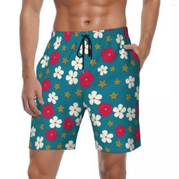 Men's Shorts Summer Board Men Ditsy Floral Sports Surf Red And White Short Pants Hawaii Comfortable Swimming Trunks Plus Size
