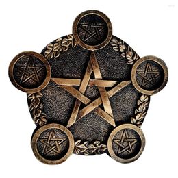 Candle Holders Pentagram Candlestick Vintage Decor Black Spell Resin Candleholder Ornament