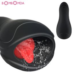 Vibrating Tongue Sex Toy for Men Male Masturbator Automatic Vibrator Oral Blowjob Cup Machine for Men4429356