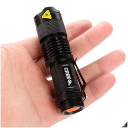 Laser Pointer Wholesale 7W 300Lm Sk-68 Odes Mini Q5 Led Flashlight Torch Tactical Lamp Adjustable Focus Zoomable Light 5 Colours Drop D Dh792