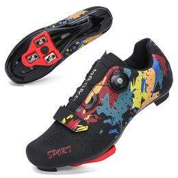 Cycling Shoes MTB Men SPD Road Dirt Bike Shoes Route Cleat Flat Sneaker Racing Women Bicycle Mountain Biking Shoes 240312