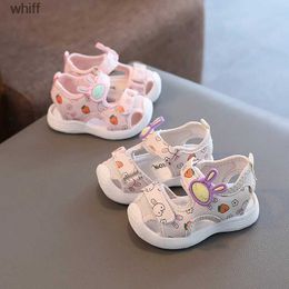 Sandals Summer Baby Girl Sandals Closed Toe Cartoon Rabbit Princess Shoes Kids Non-slip Soft Sole Toddler Shoes Fashion Beach SandalsC24318