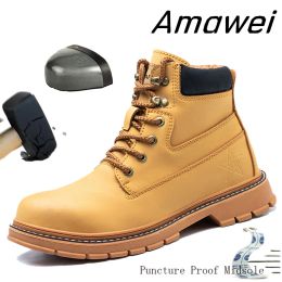 Boots Leather Work Shoes For Men Sneakers Breathable Comfortable Safety Shoes Women Boots Steel Toe Work Boots LBX916