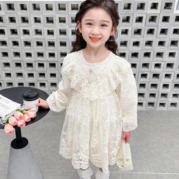 Girl Dresses 2024 Baby Girls Spring Autumn Summer Dress Sweet Lace Ruffles Embroidery Birthday Elegant Children Clothes Vestidos