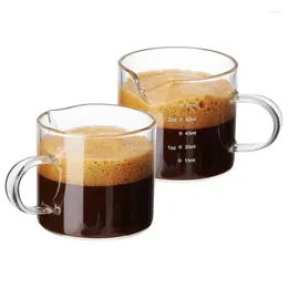 Wine Glasses 75ml 2pcs Espresso Glass Cup With Handle Measuring Milk Latte Jug Coffee Supplies Kitchen Mug Drinkware