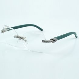 Micro cut fashionable transparent lenses with XL diamond 8300817 with natural green or tiger wooden size 18-135 mm