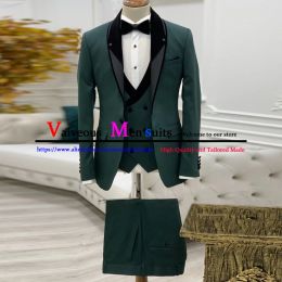 Suits Green Business Men Suits for Wedding Groom Tuxedo TailorMade Best Man Outfit Groomsmen Attires 3 Piece Man Terno Masculino 2022