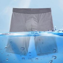 Underpants Men Breathable Briefs Long Shorts Panties Men's Summer Sport Underwear High Elasticity Ice Silk For Quick Drying Slim