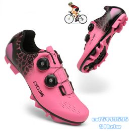 Boots New Cycling Shoes Mtb Women Pink High Quality Nonslip Selflocking Road Bike Shoes Men Triathlon Outdoor Sports Cycling Boots