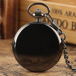 Pocket Watches Classical Smooth Case Full Quartz Watch For Men Women Roman Number Dial Timepiece With Fob Pendant Chain Clock