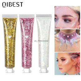 Eye Shadow QIBEST Flashing Eye Shadow Beautiful and Dreamy Sequin Cream Colourful Brightening Highlight Face Glitter Gel Stage DIY MakeupL2403