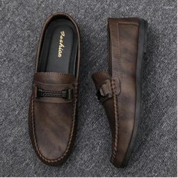 Walking Shoes Loafers For Men Casual Flats Genuine Leather Soft Driving Moccasins Slip-on Gentlemen's