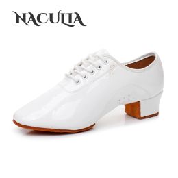 shoes Men's Latin Dance Shoes Leather Modern Ballroom Tango Dance Shoes For Boys Dance Sneaker Jazz Shoes Low Heels 3CM Wholesale