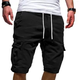 Men's Shorts Men Multiple Pockets Short Solid Colour Drawstring Cargo Streetwear Summer Male Joggers Trousers Clothing