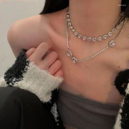 Chains Shiny Many Heart Crystal Choker Zircon Necklaces For Women Geometric Diamonds Statement Jewelry Party Gifts