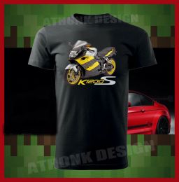 T-Shirts German Motorrad K1200S MOTORCYCLE TSHIRT BME K1200S YELLOW STRIPE TEE SHIRT