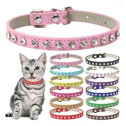 Dog Collars Crystal Rhinestone PU Leather Collar Necklace Cat Pet Accessories Diamond Strap Supplies