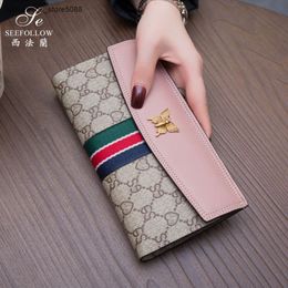 Factory 50% Discount on Promotional Brand Designer Women's Handbags Long Wallet New Thin Buckle Card Positions Cowhide Simplified Envelope Leather Trendy