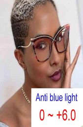 Sunglasses Retro Flower Cat Eye Reading Glasses for Women Luxury Designer Optical Clear Lens Eyeglasses Plus 0 to 60 Anti Blue L3934981